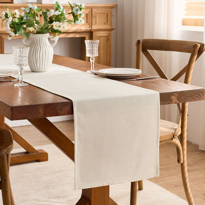 Tablecloth linen cotton linen Independence Day Halloween Christmas Thanksgiving dining table coffee table decorative cloth (30x180cm beige)