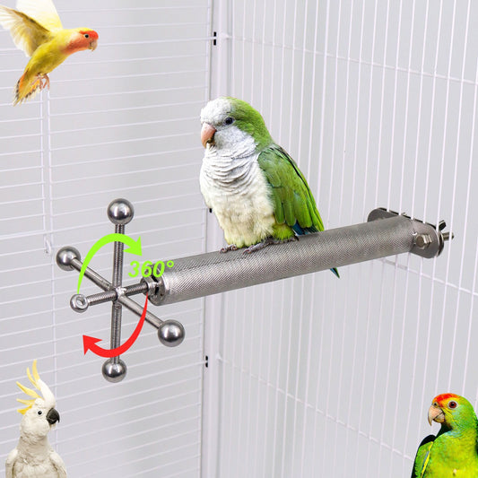 Bird Parrot Stainless Steel Bracket Rotating Rod Bird Grinding Claw Parrot Scraper Rod Long Tail Parrot Cage Accessories Sports Stand