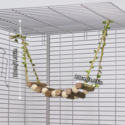 Wooden Bird Ladders Parrot Bridge Rope Ladder Bird Toy Pet Climbing Ladder Parakeet Cage Accessories Suit for Budgie, Lovebird, Conure, Cockatoo