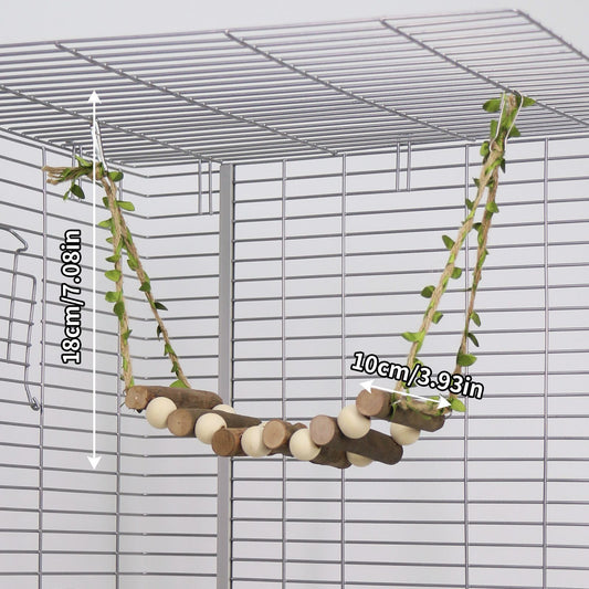 Wooden Bird Ladders Parrot Bridge Rope Ladder Bird Toy Pet Climbing Ladder Parakeet Cage Accessories Suit for Budgie, Lovebird, Conure, Cockatoo