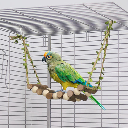 Wooden Bird Ladders Parrot Bridge Rope Ladder Bird Toy Pet Climbing Ladder Parakeet Cage Accessories Suit for Budgie, Lovebird, Conure, Cockatoo