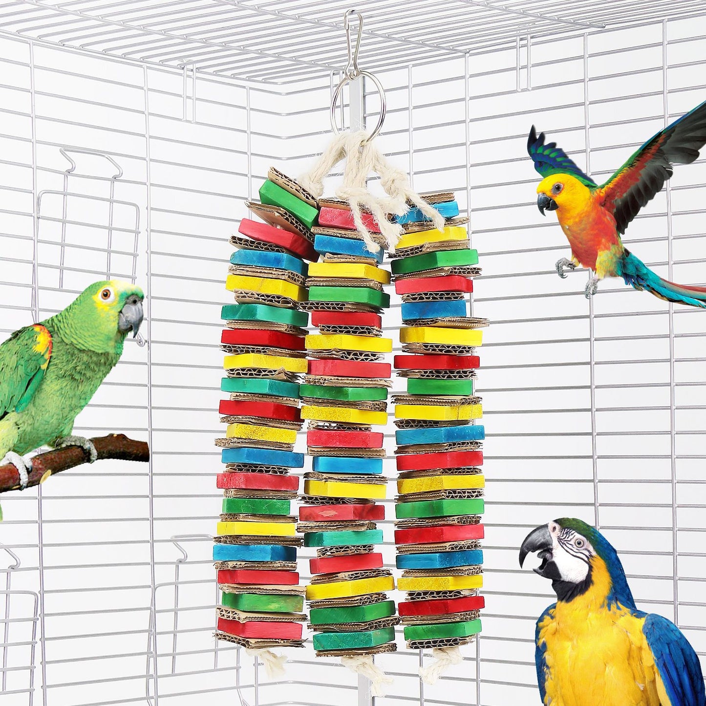 Tastic Triple Tower of Shredded Fun Medium Bird Toy for Grey Conures Sun Conures Small Cockatoos Quakers and Similar Small to Medium Sized Birds