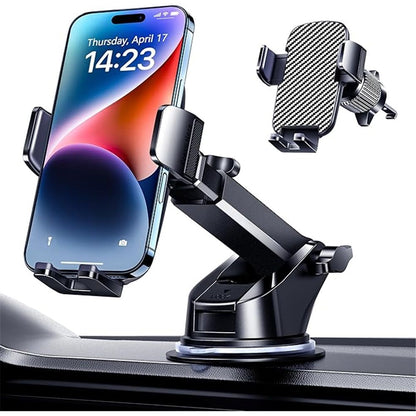 Grade Car Phone Holder - [Ultra Strong Suction] 3-in-1 Phone Mount for Dashboard, Windshield & Air Vent, Super Stable Universal Car Accessories for iPhone & All Smartphones