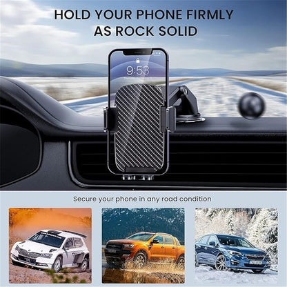 Grade Car Phone Holder - [Ultra Strong Suction] 3-in-1 Phone Mount for Dashboard, Windshield & Air Vent, Super Stable Universal Car Accessories for iPhone & All Smartphones