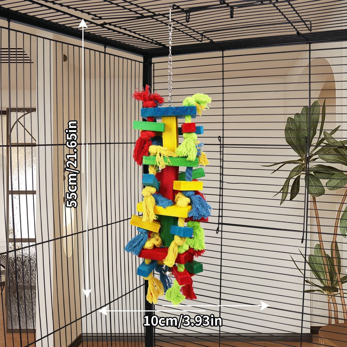 Bird Block Knots Tearing Toy-  Multicolored Natural Wooden Parrot Chewing Toy Suggested for Macaws cokatoos,  Grey and a Variety of  Parrots