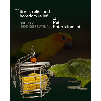 Bird Stainless Steel Foraging Feeder Parrot Hanging Feeding Box for Macaw  Grey Cockatoo Cockatiel  Cage   Stainless Steel Baffle Cage