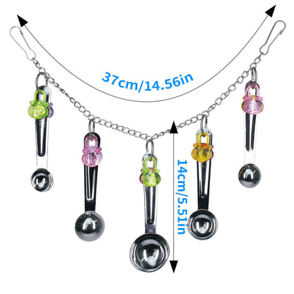 Bird stainless steel  toy, safe and stable spoon chewing toy parrot, long tailed parrot, parrot, parrot colored pendant toy,