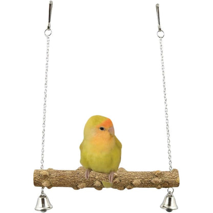 Large Bird Swing, Hanging Heavy Duty Parrot Swings Perches Stand Toys with Bell, Claw Grinding Birdcage Accessories for Grey Cockatoo（bird-free）