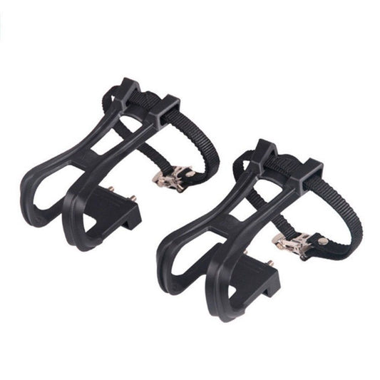 A pair Bike Pedals with Toe Clips and Straps for Exercise Bike, Outdoor Bicycles and Spin Bike, Spindle with Reflectors