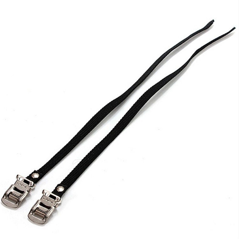 A pair Bike Pedals with Toe Clips and Straps for Exercise Bike, Outdoor Bicycles and Spin Bike, Spindle with Reflectors