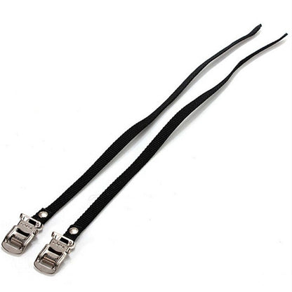 A pair Bike Pedals with Toe Clips and Straps for Exercise Bike, Outdoor Bicycles and Spin Bike, Spindle with Reflectors