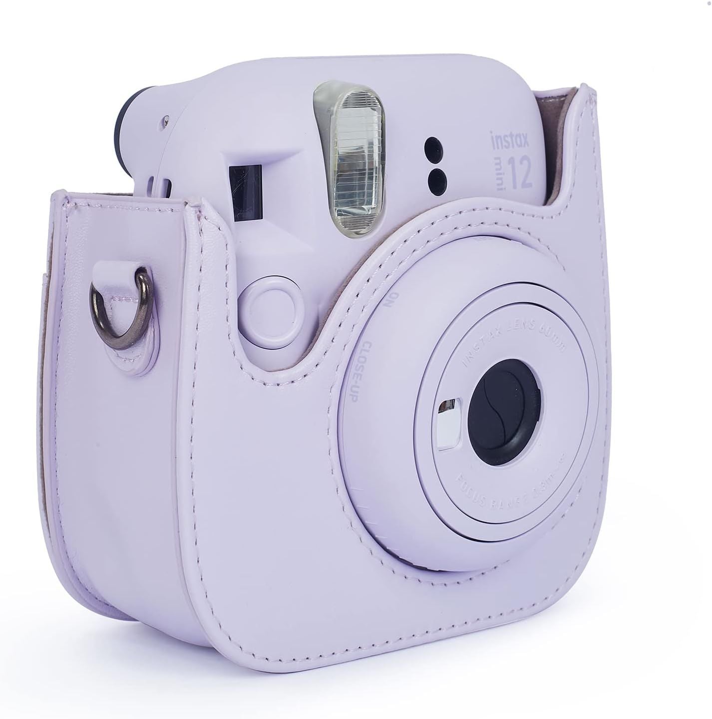 Instant Mini 12 Protective Camera Case for Fujifilm Instax Mini 12/11,Premium PU Leather Camera Bag Cover with Pocket and Removable&Adjustable Strap (Lilac Purple)