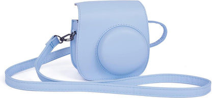 Instant Mini 12 Protective Camera Case for Fujifilm Instax Mini 12/11,Premium PU Leather Camera Bag Cover with Pocket and Removable&Adjustable Strap (Pastel Blue)