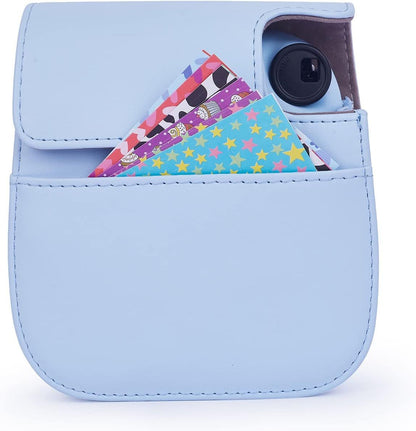 Instant Mini 12 Protective Camera Case for Fujifilm Instax Mini 12/11,Premium PU Leather Camera Bag Cover with Pocket and Removable&Adjustable Strap (Pastel Blue)