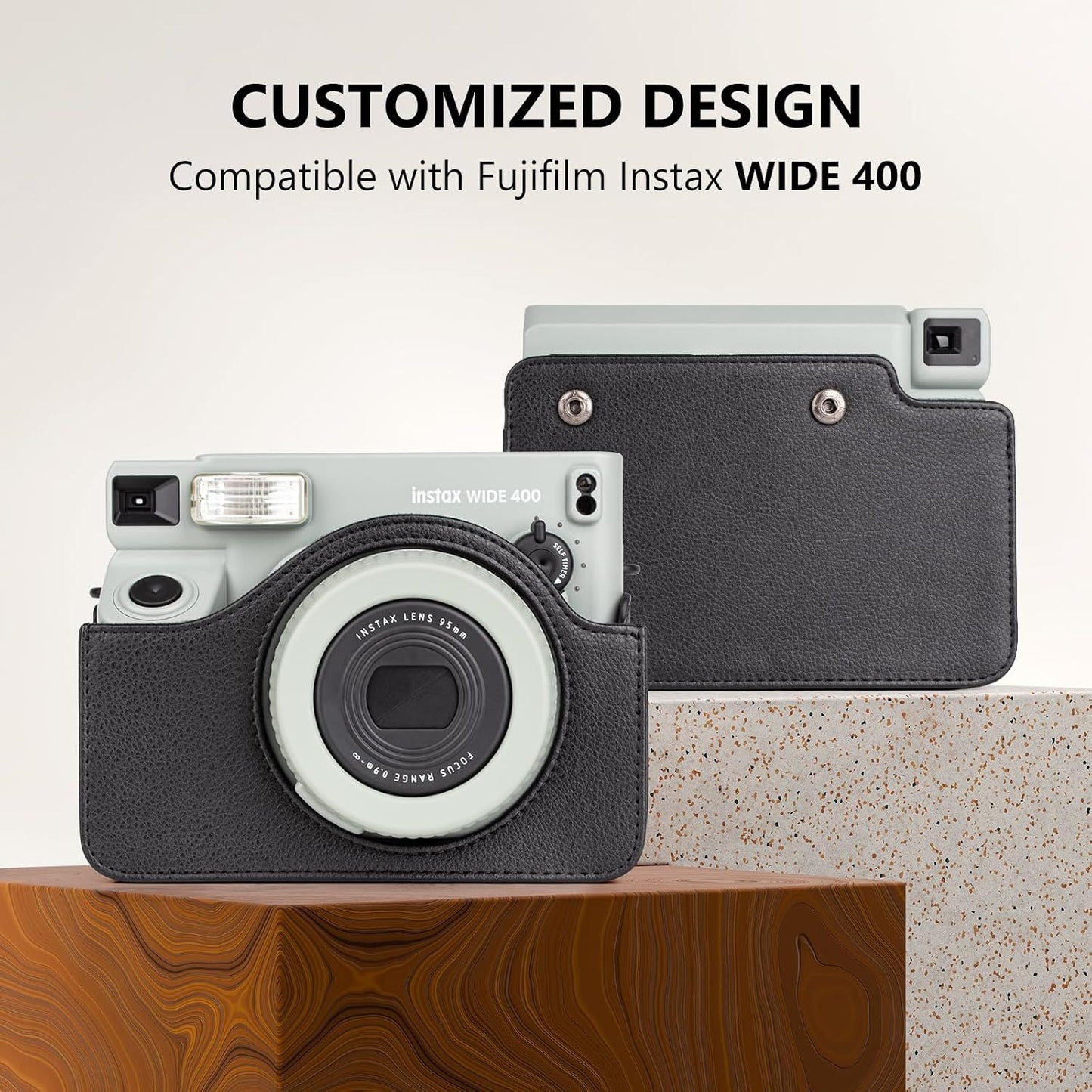 Fuji WIDE 400 Camera Case, PU Leather Protective Case Compatible for Instax WIDE 400 Instant Camera - Carrying Bag with Adjustable Shoulder Strap
