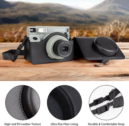 Fuji WIDE 400 Camera Case, PU Leather Protective Case Compatible for Instax WIDE 400 Instant Camera - Carrying Bag with Adjustable Shoulder Strap