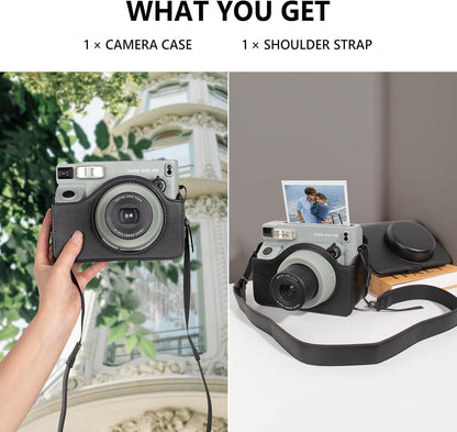 Fuji WIDE 400 Camera Case, PU Leather Protective Case Compatible for Instax WIDE 400 Instant Camera - Carrying Bag with Adjustable Shoulder Strap