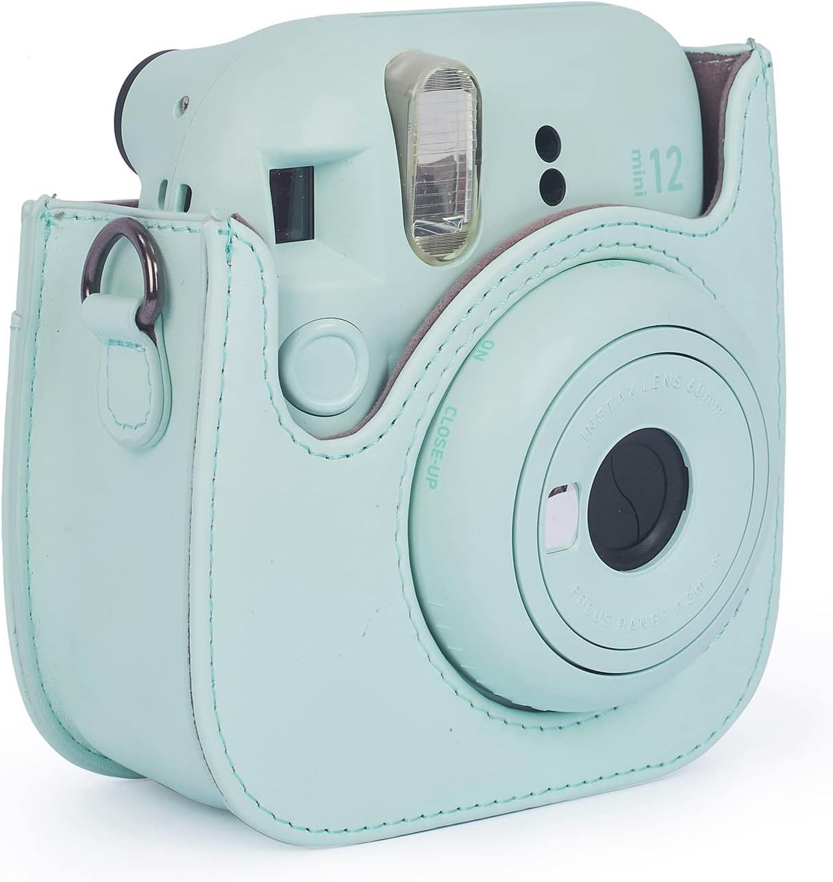 Instant Mini 12 Protective Camera Case for Fujifilm Instax Mini 12/11,Premium PU Leather Camera Bag Cover with Pocket and Removable&Adjustable Strap (Mint Green)