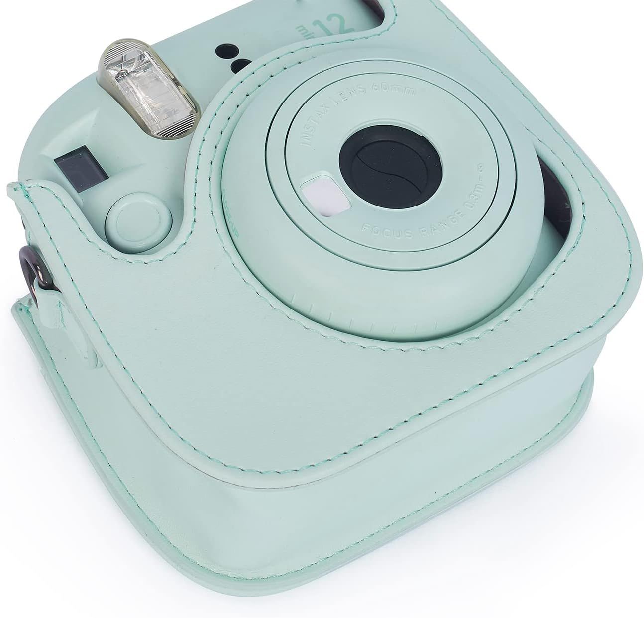 Instant Mini 12 Protective Camera Case for Fujifilm Instax Mini 12/11,Premium PU Leather Camera Bag Cover with Pocket and Removable&Adjustable Strap (Mint Green)
