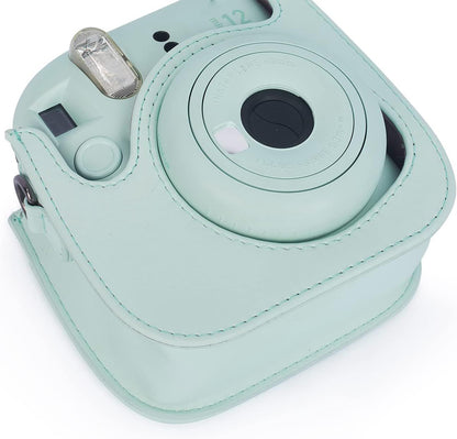 Instant Mini 12 Protective Camera Case for Fujifilm Instax Mini 12/11,Premium PU Leather Camera Bag Cover with Pocket and Removable&Adjustable Strap (Mint Green)