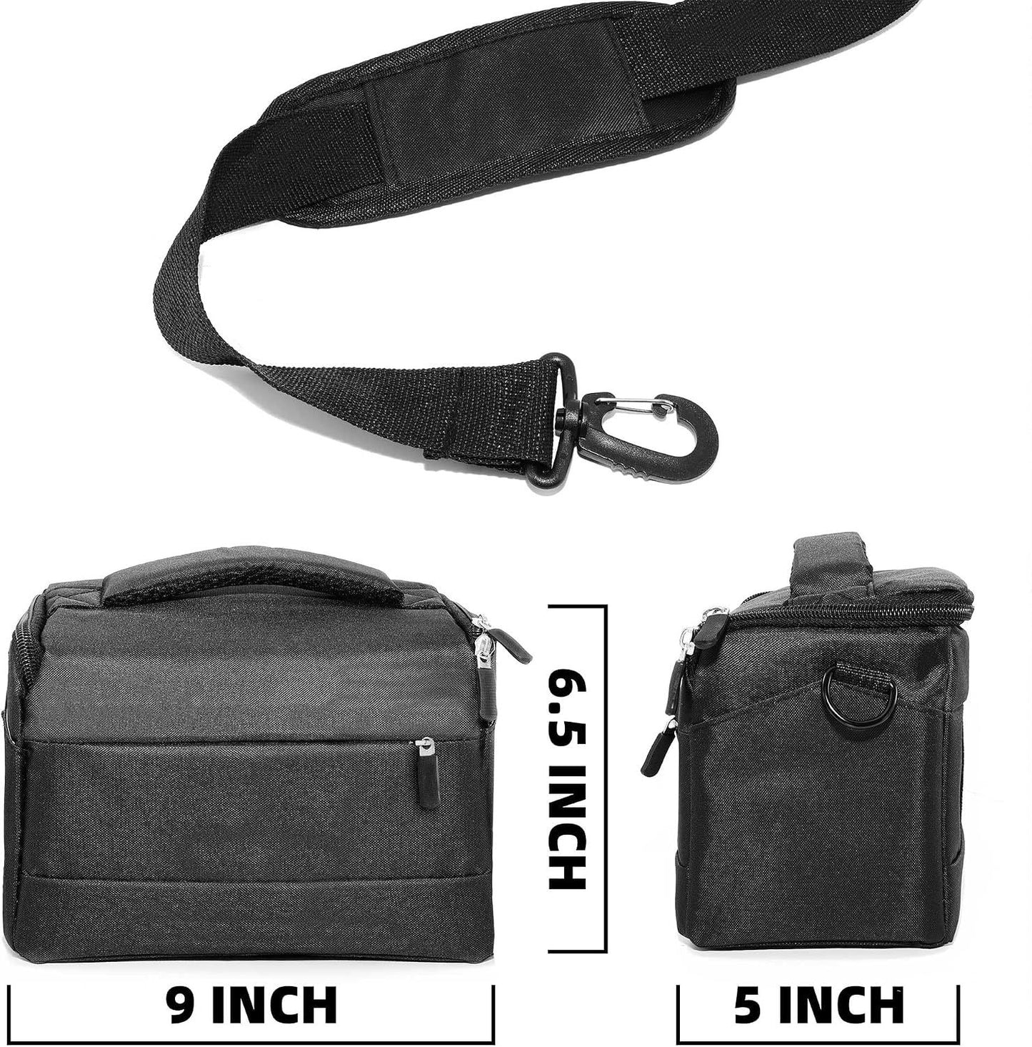 Compact Camera Bag – Stylish, Shockproof, Versatile Shoulder Case for Men/Women DSLR, Mirrorless, and Digital Cameras (Canon/Nikon/Sony/Fuji) - Black