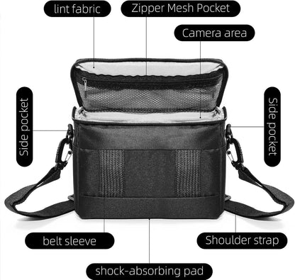Compact Camera Bag – Stylish, Shockproof, Versatile Shoulder Case for Men/Women DSLR, Mirrorless, and Digital Cameras (Canon/Nikon/Sony/Fuji) - Black