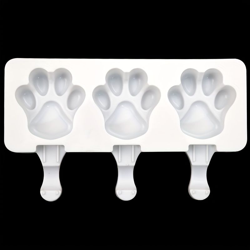 2pc Cat Paw Popsicle Mold, Silicone Ice Cream Mold Summer DIY Kitchen Mold, White (Stick Not Included)
