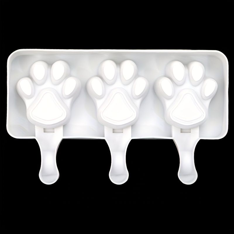 2pc Cat Paw Popsicle Mold, Silicone Ice Cream Mold Summer DIY Kitchen Mold, White (Stick Not Included)