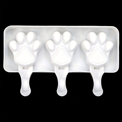 2pc Cat Paw Popsicle Mold, Silicone Ice Cream Mold Summer DIY Kitchen Mold, White (Stick Not Included)