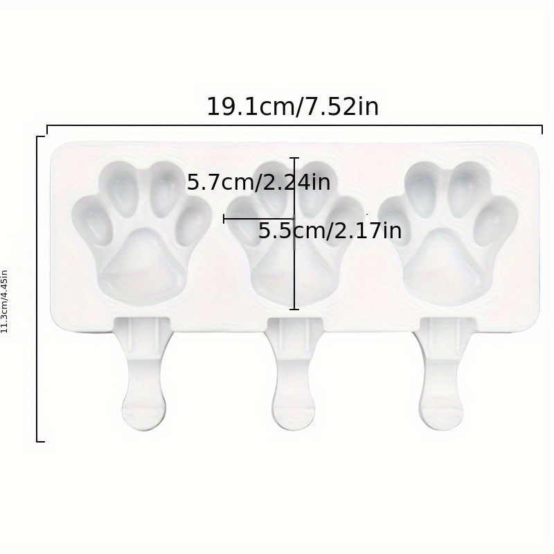 2pc Cat Paw Popsicle Mold, Silicone Ice Cream Mold Summer DIY Kitchen Mold, White (Stick Not Included)