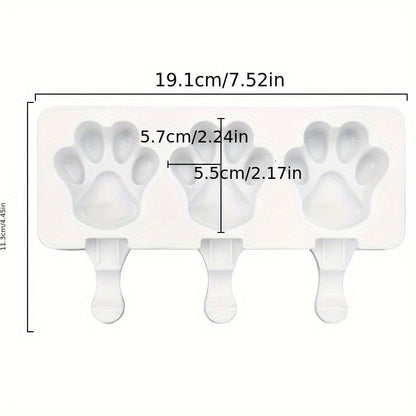2pc Cat Paw Popsicle Mold, Silicone Ice Cream Mold Summer DIY Kitchen Mold, White (Stick Not Included)