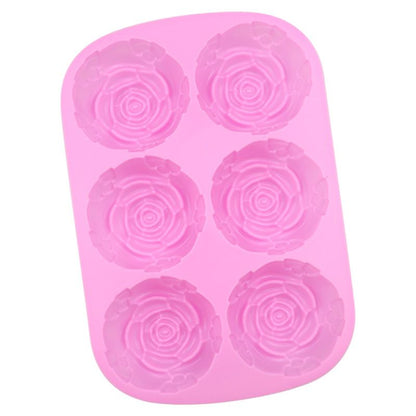 6-Cavity Silicone Flowers Shaped Mold, Set of 3PCS Non Stick Silicone Jumbo Rose Mold for Candy Chocolate Jelly, Ice Cube – Roses