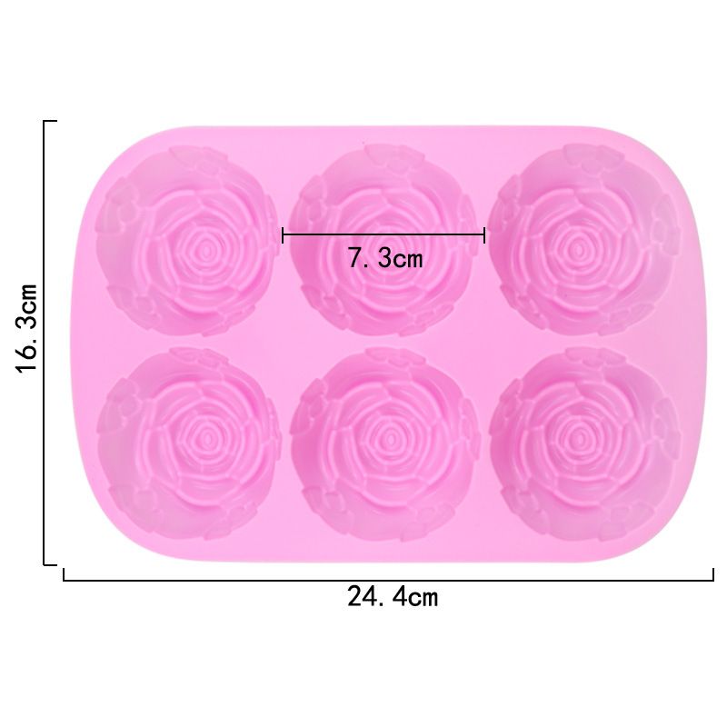 6-Cavity Silicone Flowers Shaped Mold, Set of 3PCS Non Stick Silicone Jumbo Rose Mold for Candy Chocolate Jelly, Ice Cube – Roses