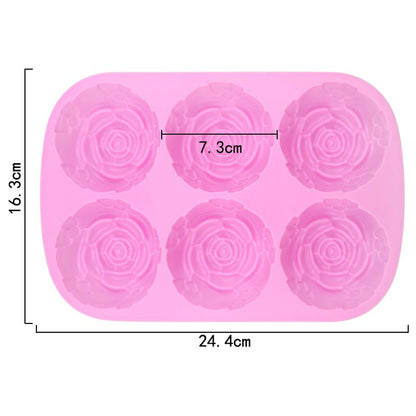 6-Cavity Silicone Flowers Shaped Mold, Set of 3PCS Non Stick Silicone Jumbo Rose Mold for Candy Chocolate Jelly, Ice Cube – Roses