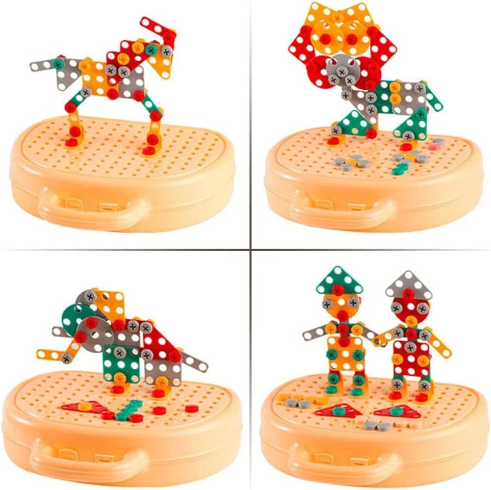 Creative Tool Box - Creative Mosaic Toy with Electric Drill Screw Tool Set, 3D Creativity Kit Toy for Kids Ages 3-12 Years Old
