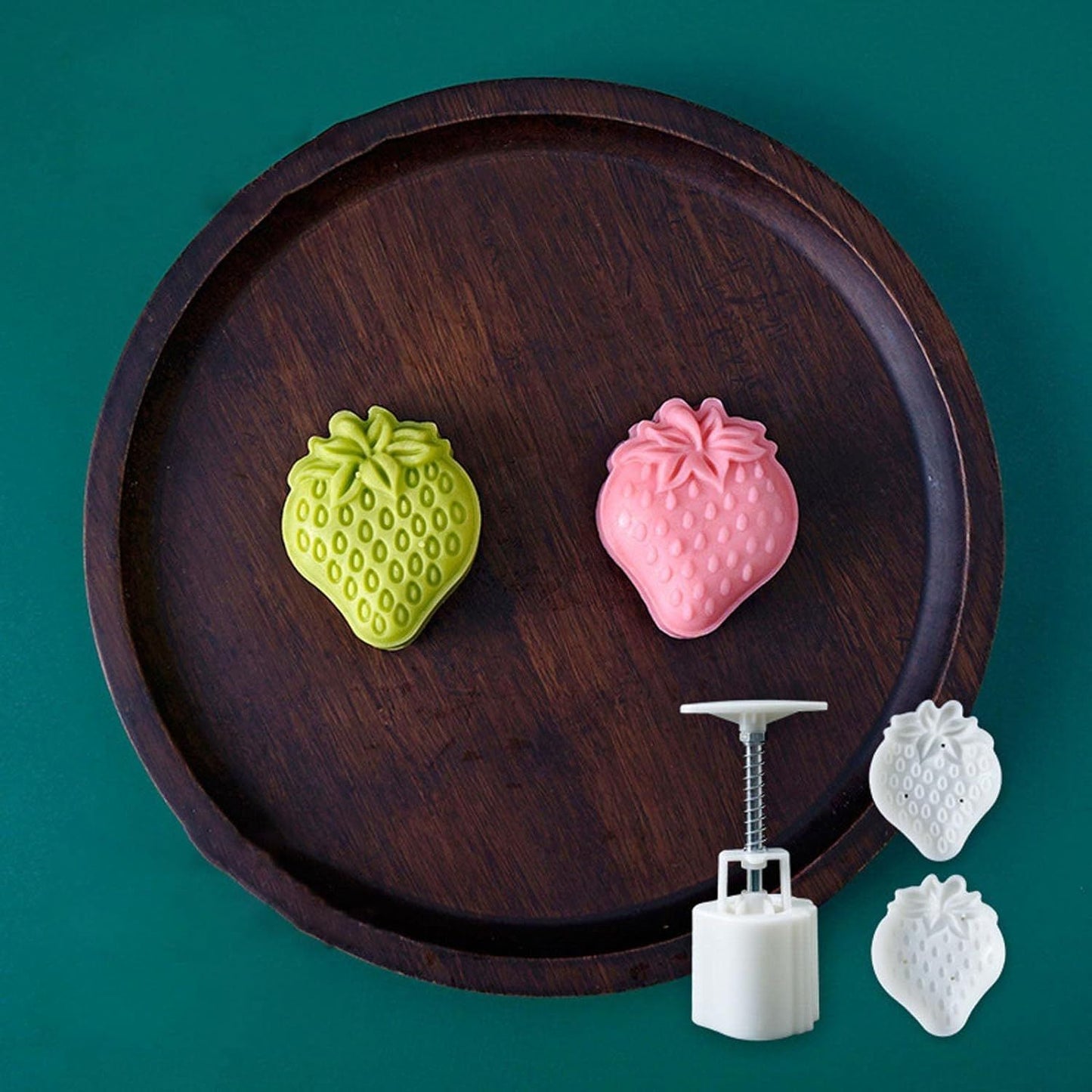 Plastic Material Mooncake Mold Stamp Cookie Moon Cake Mold Creativity Strawberry DIY Baking Mold for Mid-Autumn Festival