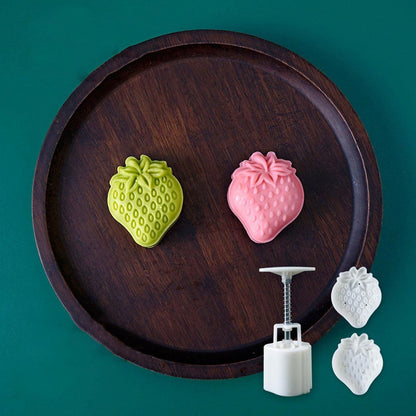 Plastic Material Mooncake Mold Stamp Cookie Moon Cake Mold Creativity Strawberry DIY Baking Mold for Mid-Autumn Festival