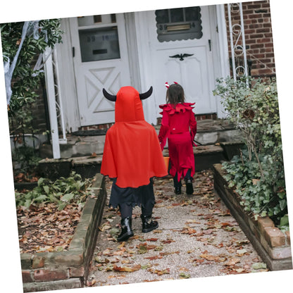 1pc Horn Cloak Boys Suits Halloween Costumes Witch Costume Halloween Costumes Cape Role Play Cloak（red）