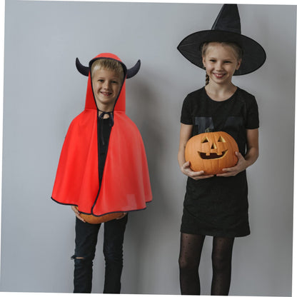 1pc Horn Cloak Boys Suits Halloween Costumes Witch Costume Halloween Costumes Cape Role Play Cloak（red）