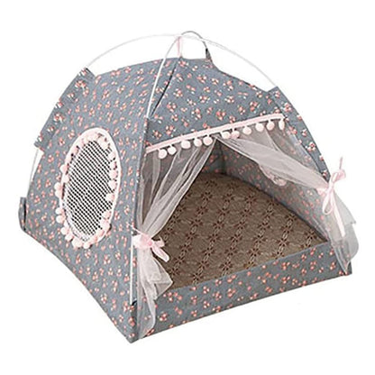 Cat Princess Indoor Tent House Pet Dog Cute Floral Cave Nest Bed Portable Dog Tents Dog House Cave Dark Gray M|Pet Tent