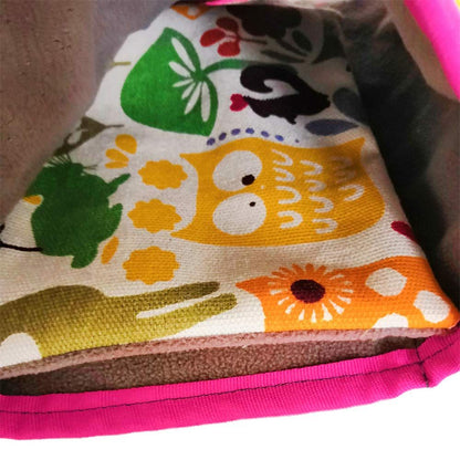 Bird Thick Triangular Nest, Colorful Cute Cartoon Printing Parrot House Warm Hammock Pet Cage Stand Perch Bed Toy