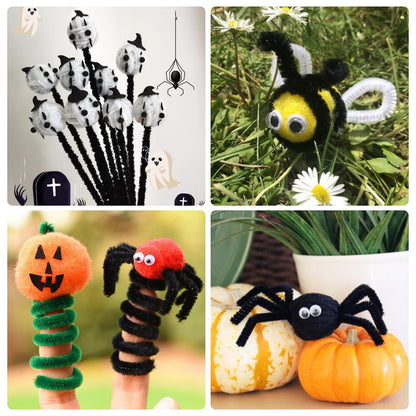 100Pcs Pipe Cleaner Colourful Woolen Twisting Stick Interaction Intellectual Development for Arts DIY  Handmade Bouquets Black