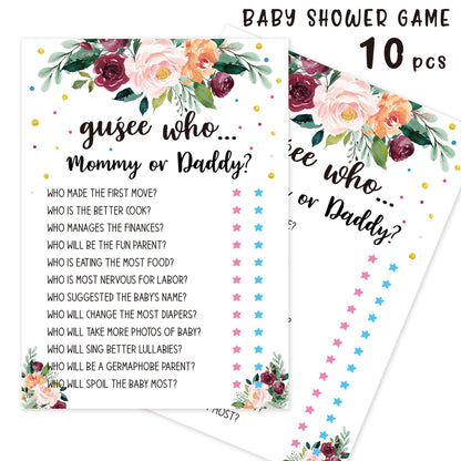 5 PCS Draw Baby Shower Games, Boy or Girl Gender Reveal Party Game - Baby Shower Party Activities Supplies - Can You Guess