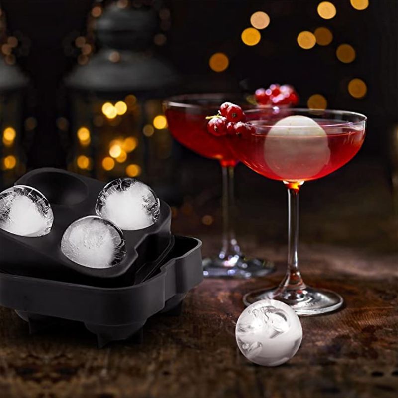 Ice Ball Maker, Silicone Ice Cube Tray, Easy Fill and Release Ice Ball Molds, BPA Free Round Ice Cube Molds with Lids