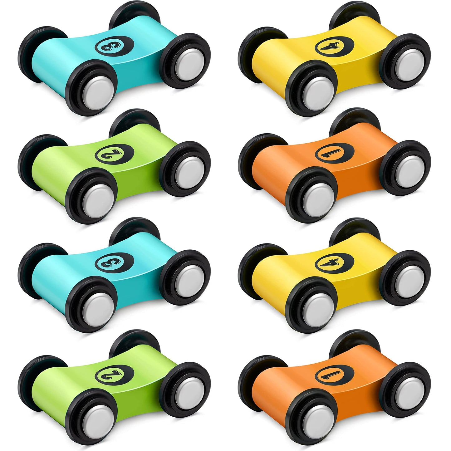 8 Pieces Wooden Mini Car Wood Race Car Kids Wooden Track Colorful Car Ramp Toy Replacement Car Toy Vehicle Play Sets