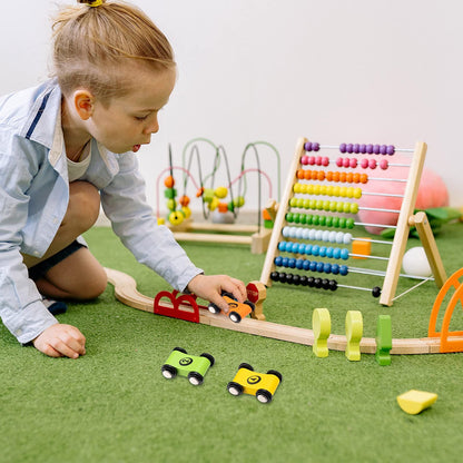8 Pieces Wooden Mini Car Wood Race Car Kids Wooden Track Colorful Car Ramp Toy Replacement Car Toy Vehicle Play Sets