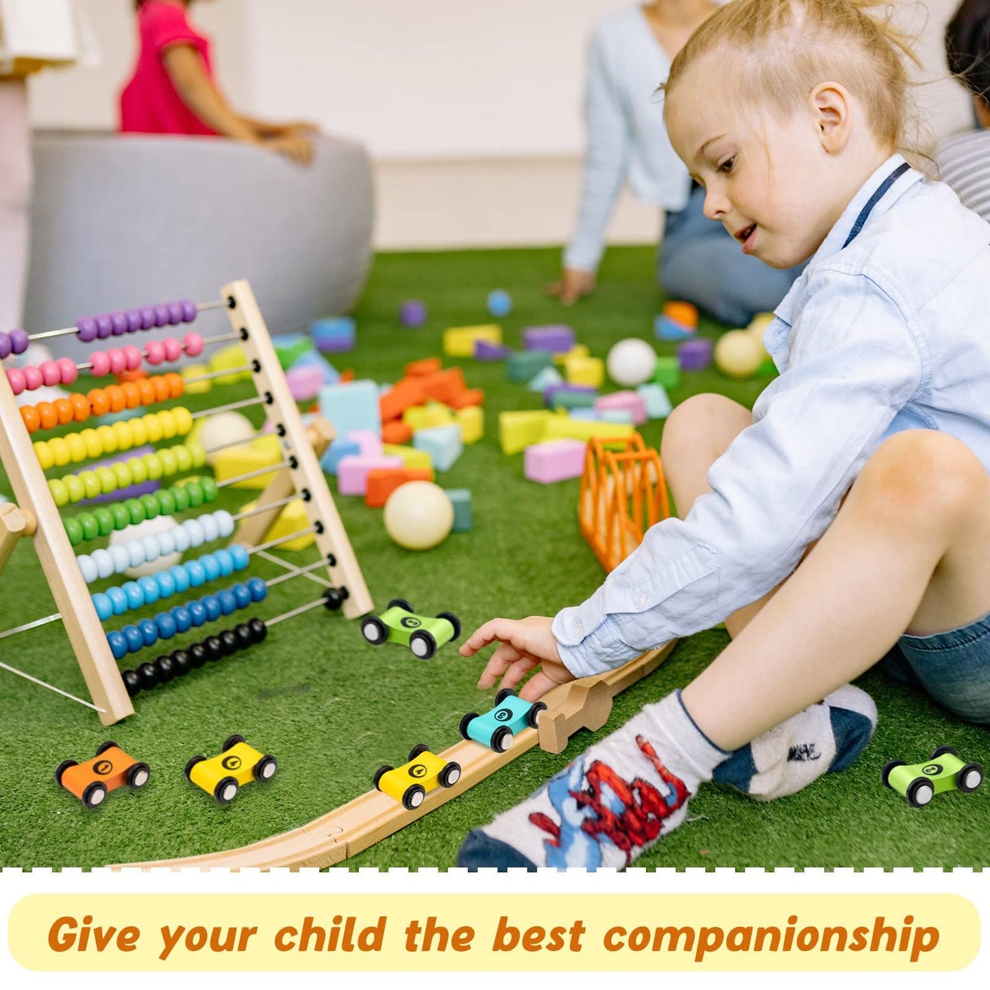 8 Pieces Wooden Mini Car Wood Race Car Kids Wooden Track Colorful Car Ramp Toy Replacement Car Toy Vehicle Play Sets