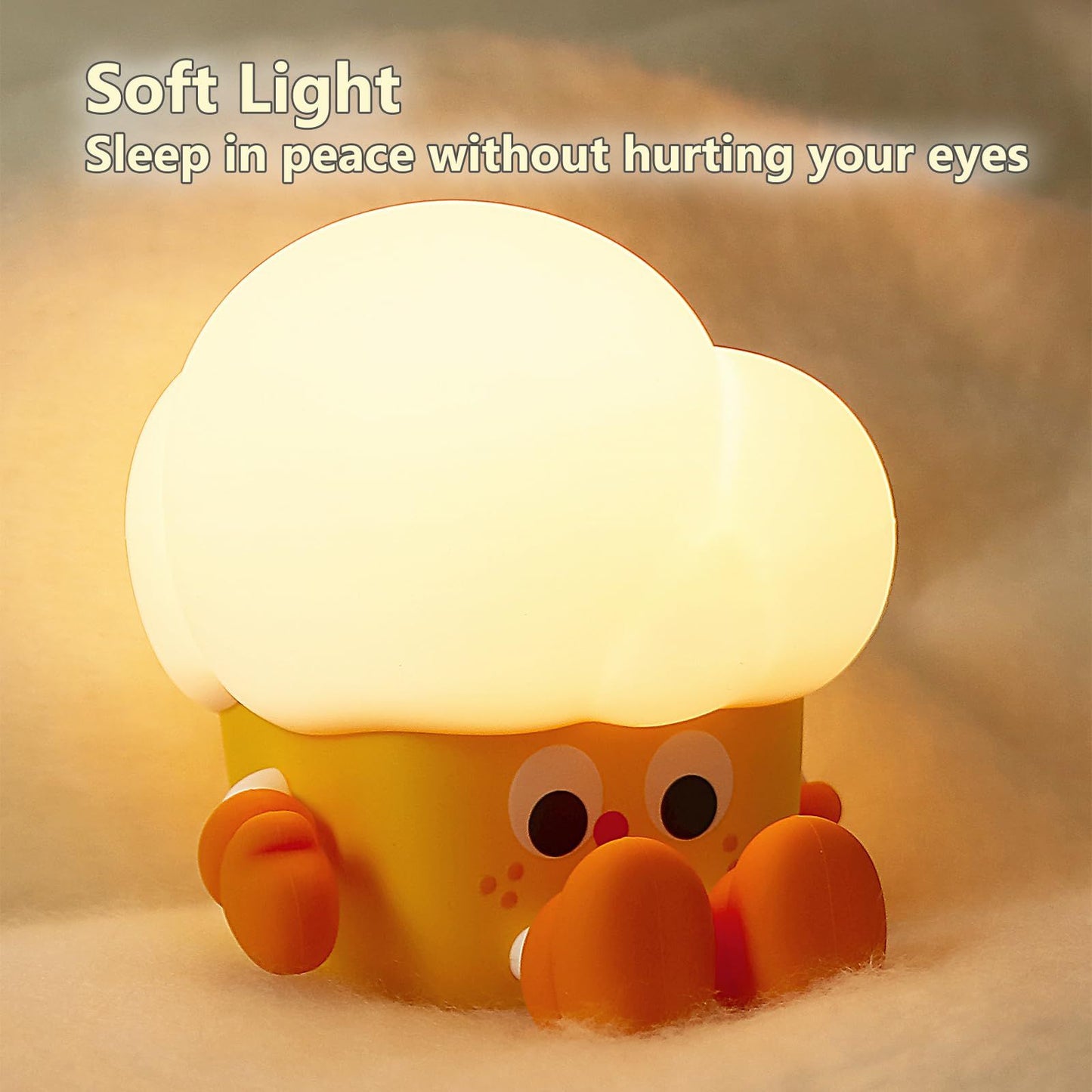 Silicone Nursery Night Light Baby Room Decor Desk Lamp Toys,Bedroom Decorations Gifts for Toddlers,Girls and Boys,Baby,(Popcorn)
