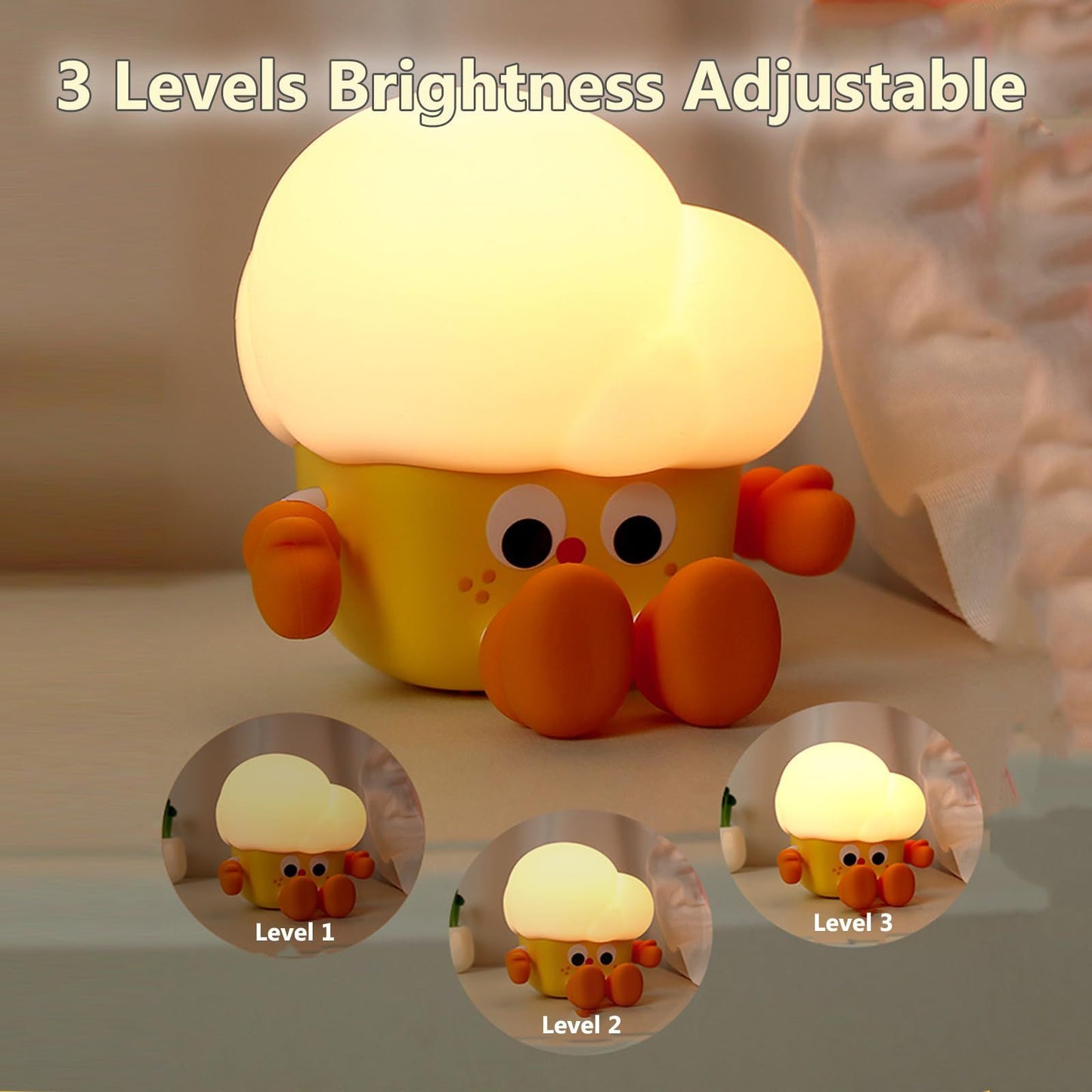 Silicone Nursery Night Light Baby Room Decor Desk Lamp Toys,Bedroom Decorations Gifts for Toddlers,Girls and Boys,Baby,(Popcorn)