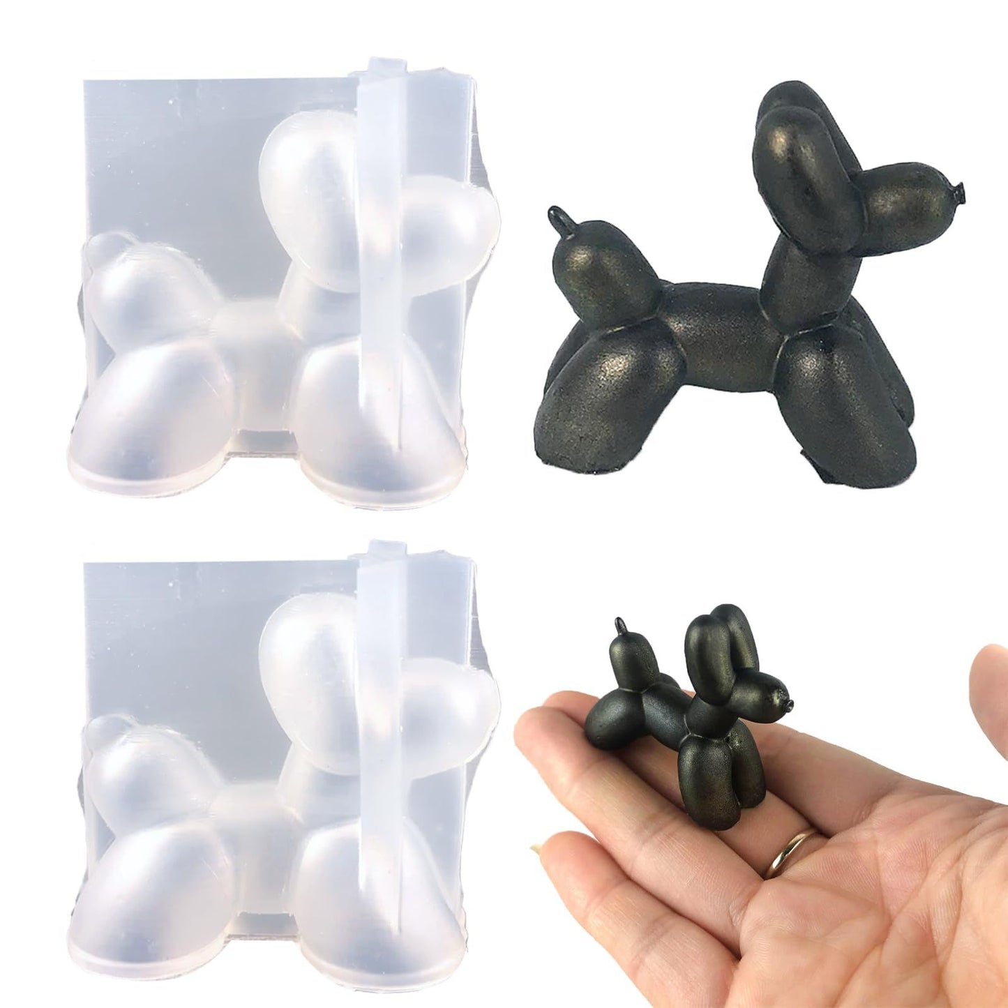 Balloon Dog Silicone Mold, 2PCS 3D Balloon Dog Resin Molds, Cute Dog Puppy Silicone Mold for Handmade Decoration